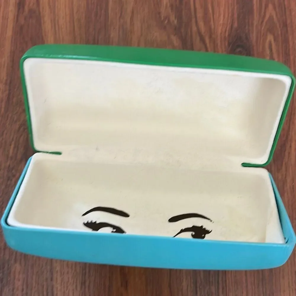 Kate Spade turquoise and green large hard eye glass sunglass case.